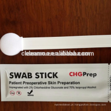 A pele pré-operatória paciente da preparação da pele esteriliza o cotonete médico da espuma de CHG pré-saturado com 2% CHG e álcool isopropílico de 70%